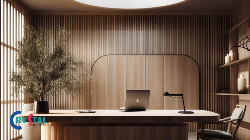 Đặc trưng của phong cách văn phòng Nhật Bản nằm ở nội thất gỗ