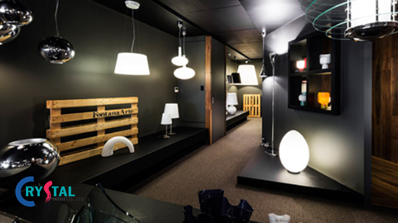 Thiết kế showroom đèn điện khoa học với các sản phẩm bắt mắt