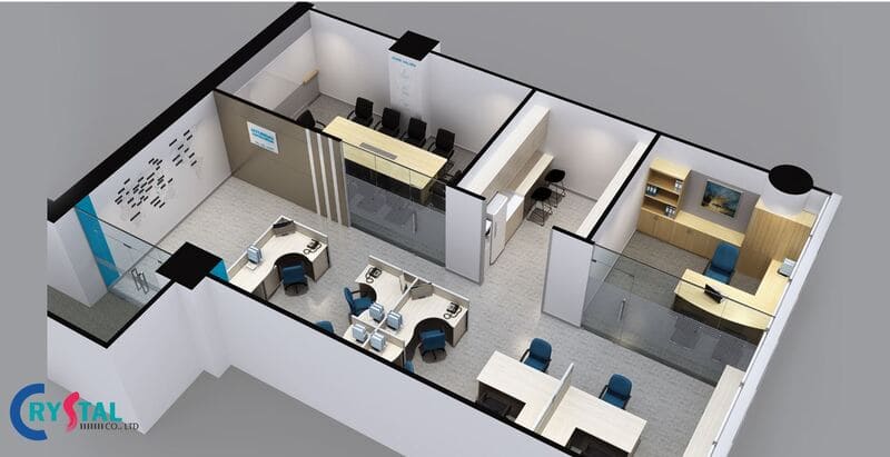 Thiết kế 3D cho không gian văn phòng